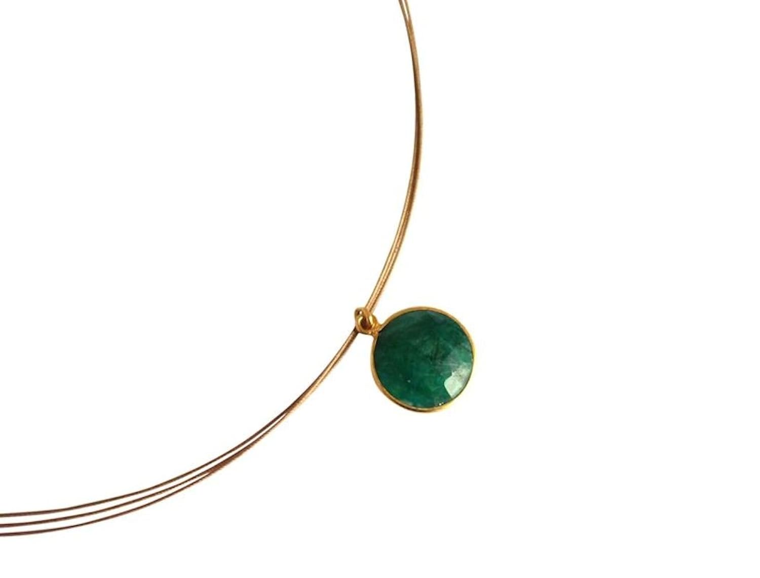 Gemshine Collar con colgante de esmeralda natural oro de kt color de
