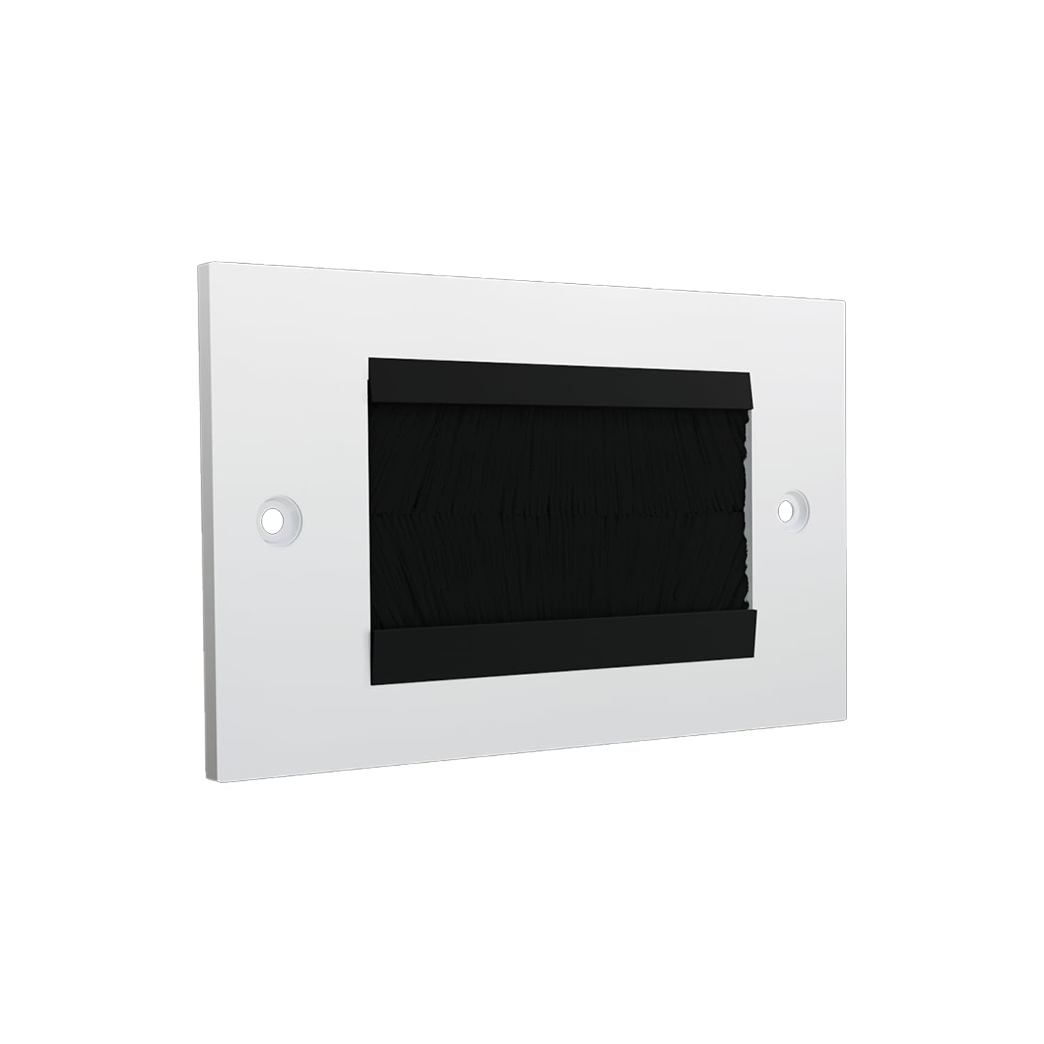 rhinocables - Double Gang Brush Plate | Cable Tidy Access | Wall-Mounted Faceplate | Black or White Brush Option | Tidy Lead Solution for Wall | Neat TV to Devices, Black
