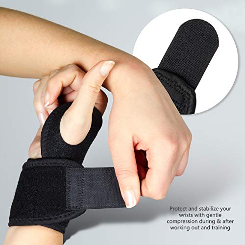 Xelparuc Adjustable Athletic Wrist Brace for Men & Women, Support for Carpal Tunnel, Tendonitis, Weightlifting,(Black /1 Pair)