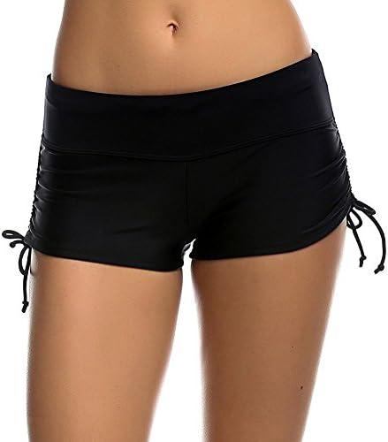 EVESUN Women Bathing trunks Swim Brief with Adjustable Ties Mini Short Swimwear(BK,3XL)