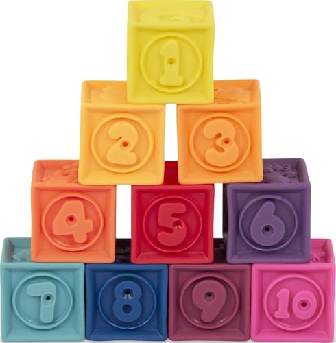 B. toys, One Two Squeeze Soft Building Blocks, 10 Pack, Blocks -