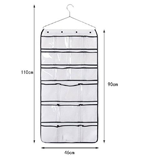 Y-TECH Hanging Closet Dual-Sided Organizers, 42 Pockets, Hanging Closet Double Sided Bra Stocking Clothes Socks Organizer Underwear organizer Socks Ties Storage Closet Organizer (Clear) - Thumbnail 2
