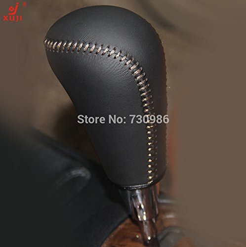 Black genuine leather gear shift knob cover for toyota …