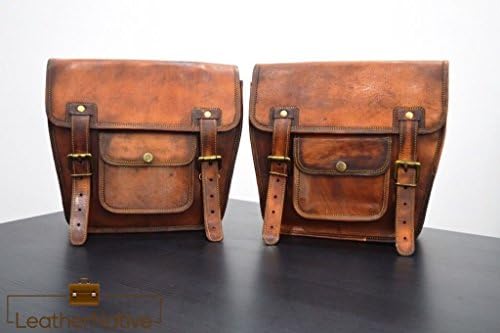 Leather Native 2 X Motorcycle Side Pouch Brown Leather Side Pouch Saddlebags Saddle Panniers ( 2 Bags ) New Years Kick Off SALE !!!