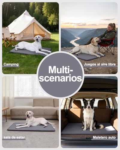 Favodormir Large Waterproof Summer Dog Bed - 105 x 70 cm, Artificial Leather Dog Mat, Washable & Easy to Clean, Outdoor Portable & Compact Dog Mat, Indoor & Travel, Grey