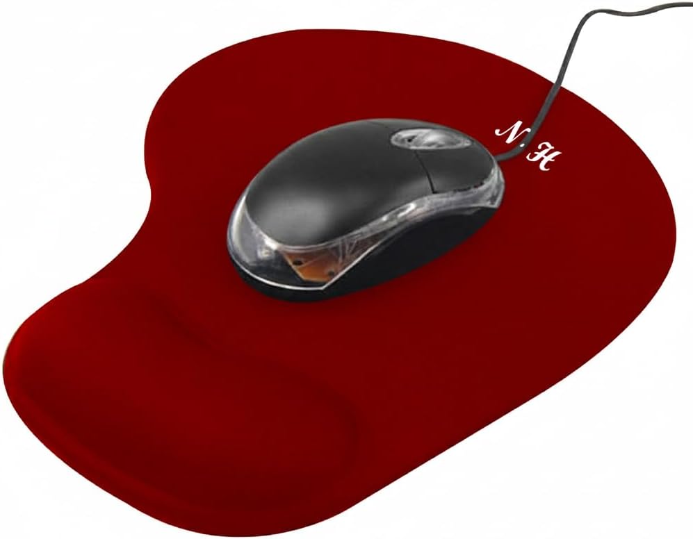 New Horrizon Mouse Mat BLACK Anti-Slip Comfort Pad Gel Wrist Support Red Regular