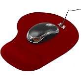 Ergonomic Mouse Pad with Wrist Rest, Gel Wrist Support Mousepad, Pain Relief Laptop Computer Mouse Pad, Non-Slip Mouse Pads for Home &amp; Office (Red, Regular)