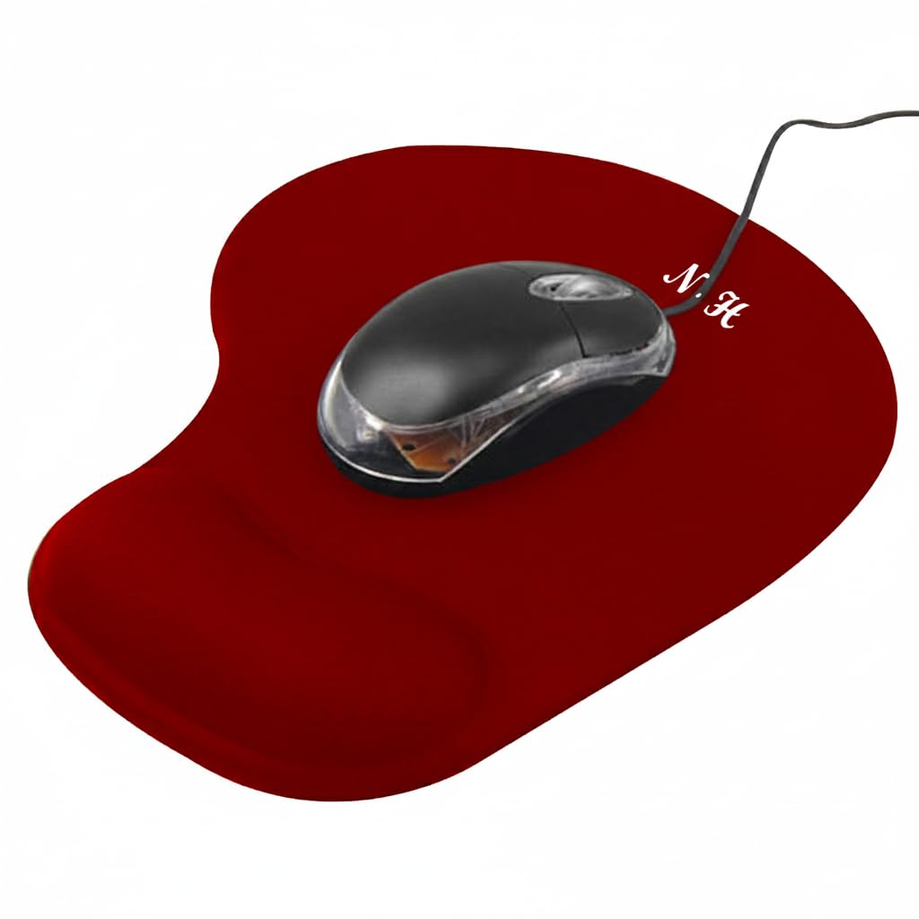 Mouse Mat BLACK ANTI-SLIP COMFORT MOUSE PAD MAT WITH GEL FOAM REST WRIST SUPPORT FOR PC LAPTOP (Red, Regular)