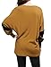 Allegra K Women's Contrast Color Round Neck Draped Long Sleeve Batwing Dolman Tunic Tops Medium Brown
