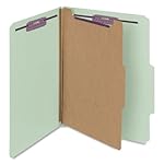 Smead Pressboard Classification File Folder with SafeSHIELD Fasteners, 1 Divider, 2" Expansion, Letter Size, Gray/Green, 10 per Box (13776)