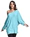 ZANZEA Women's Batwing Long Sleeve Oversized Sweater Plain Jumper Blouse Tops (10, Blue)