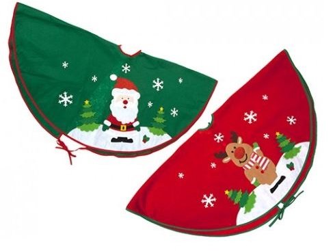 Christmas Xmas Tree Skirt Base Cover Santa/Reindeer Decoration Green/Red (Random colour shipped)