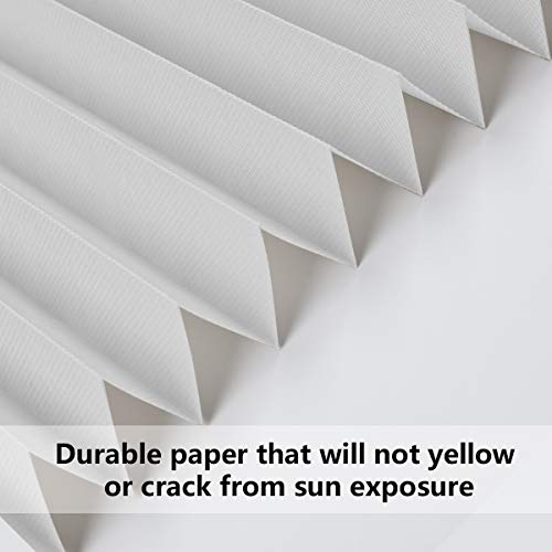 Paper Pleated Shades Blinds Cordless Light Filtering Fabric Shades Blinds White 36" x 72" 6 Pack Window 1-2-3 Shade Blind for Windows - Thumbnail 2