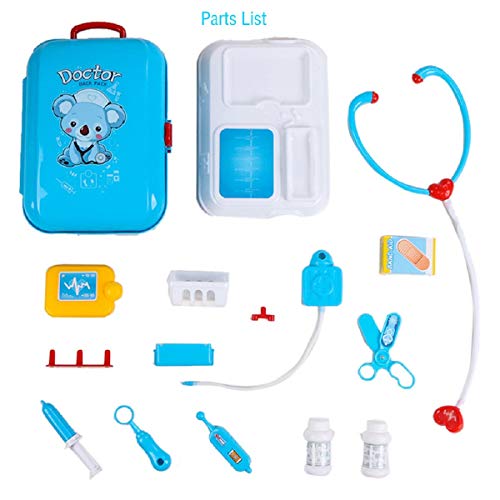 Putars Doctor Kit for Kids, 17Pcs Pretend Medical Doctor Medical Playset with Electronic Stethoscope, Medical Kits Gift, Educational Doctor Toys for Toddler Boys Girls Playhouse Backpack Box(Blue)