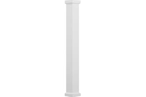 AFCO EA0608INPSAEMEM 6" x 8' Endura-Aluminum Empire Style Column, Square Shaft (For Post Wrap Installation), Non-Tapered, Textured White Finish w/ Capital & Base