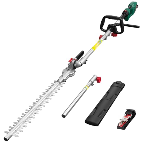 HYCHIKA Electric Telescopic Hedge Trimmer 900 W, Pole Pruner, Electric Hedge Trimmer, Extendable 200-250 cm, Double Switch and Double Handle, for Trimming Hedges and Shrubs