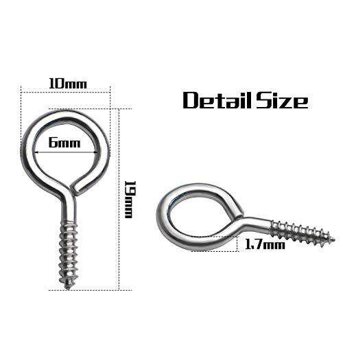 BronaGrand 100 Pieces 1 inch Eye Hooks Small Screw Eyes Metal Eye Shape