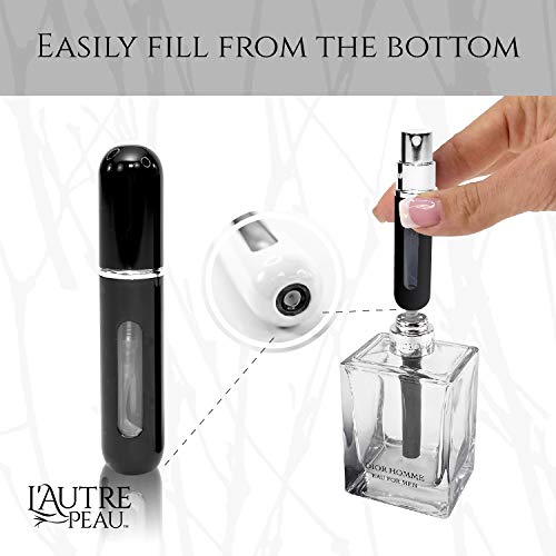 Travel Perfume Atomizer Refillable - Portable Easy to Fill Perfume and Cologne Fine Mist Mini Travel Size Atomizers - Fits Perfect in Your Pocket or Purse - 6 Piece Pack of 5ML (Black)