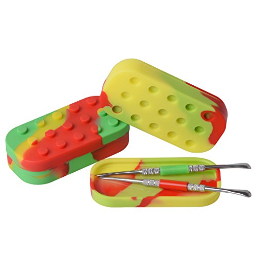 SILICONE ALLEY 2 Carving Tool + 2 Tie Dye-colored Multi-Compartment Wax Container