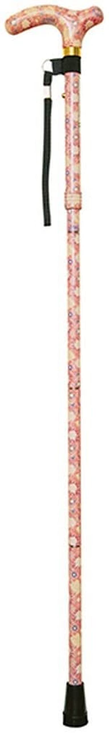 Aidapt Patterned Fold Down Adjustable Height Lightweight Walking Stick with Anti Slip Ferrule Foot for Stability and Confidence when Walking. Supplied with a Hanging Carry Strap and Handle.