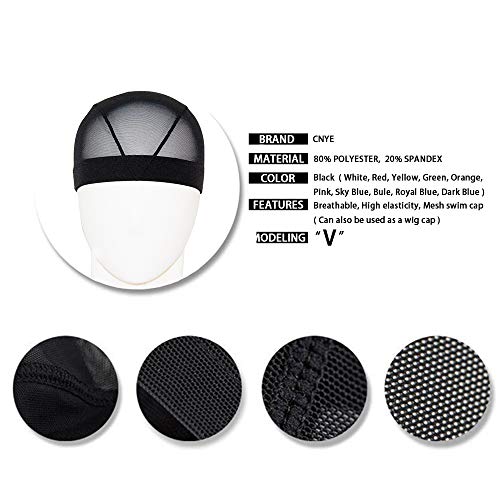 CNYE Japanese Mesh Swim Cap Light Weight Strong Durable Breathable Swim Cap Mesh Cap for Wigs(Black, L) - Thumbnail 3