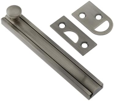 4" Contemporary Style Surface Bolt In Antique Pewter. Sliding Door Locks.