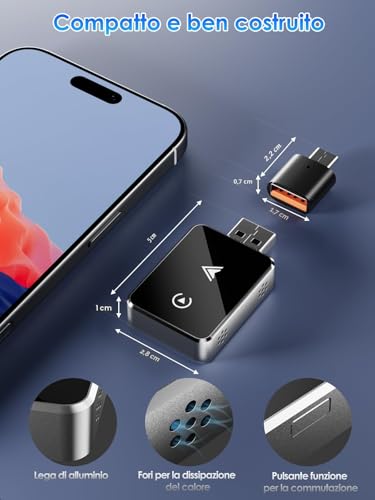 2-in-1 Wireless Adapter for CarPlay & Android Auto - Upgrade 2026, Wireless USB/Type-C Adapter, Fast and Stable Connection Without Delays, Compatible with iOS 10+ and Android 11+