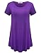 JollieLovin Women Plus Size Short Sleeve Summer Long Tunic Tops Loose Fit T-Shirt to Wear with Leggings(Large,Deep Purple)