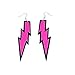 LEKUSHA Women's 80s Costume Accessories Neon Lace Headband Hair Band with Neon Pink Lightning Earrings