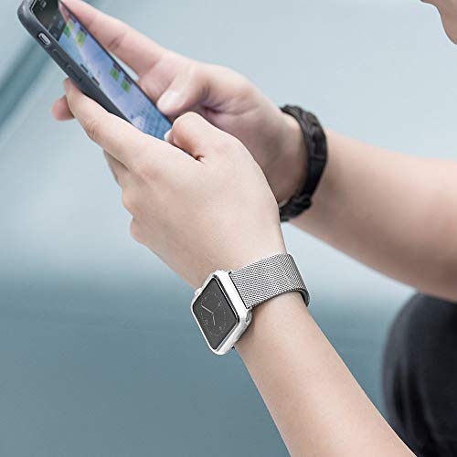 Case Compatible Apple Watch 42mm, Shock Proof Protective Silicone Bumper Resistant TPU Protector Case Cover Compatible with Apple Watch for 42mm Series 2,Series 3 (Silver, 42mm) - Thumbnail 5