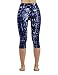 ODODOS by Power Flex Women's Tummy Control Workout Running Printed Capris Yoga Capris Pants With Hidden Pocket ,Indigo, Medium