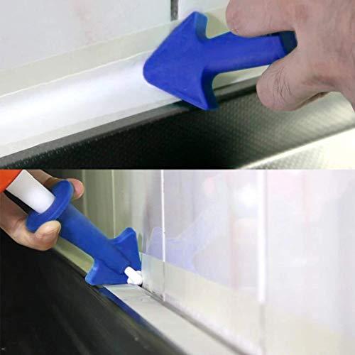 Caulk Nozzle Applicator, 3Pcs Silicone Caulking Tools Sealant Nozzle,Caulking Epoxy Piston Nozzle Accessories, Silicone Sealant Finishing Tool Grout Scraper for Tile or Brick Joints (Blue)
