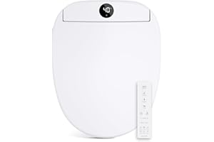 Aquonderful Bidet Toilet Seat, Smart Unlimited Warm Water, Electronic Heated Toilet Seat with Remote Control, Turbo Wash, Dryer, Rear and Front Wash, Slow Closes, Night Light, White 225D (Round)