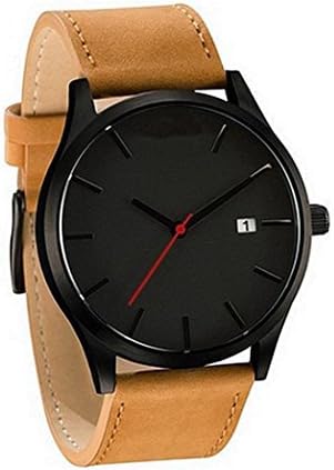 Yeefant Non Waterproof Fashion Couple Leather Band Analog Quartz Round Wrist Calendar Business Comfortable Wearing Frosted Belt High-end Men's Watch