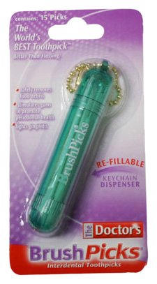 The Doctor's BrushPicks Interdental Toothpicks | Helps Fight GingivitisÂ | Refillable Keychain Dispenser | 15 Picks