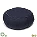 Seat Of Your Soul Meditation Cushion Navy – 10 Colors Round Yoga Pillow; Zipper Organic Cotton Zafu Cover & Extra Liner to Adjust USA Buckwheat Hulls; Floor Pouf for Sitting Kids, Men or Women