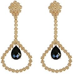 Mcristals' Elle Drops (18K Gold) - Onyx earrings - 18K Gold Plated and Nickel Free - Beautiful and Lightweight