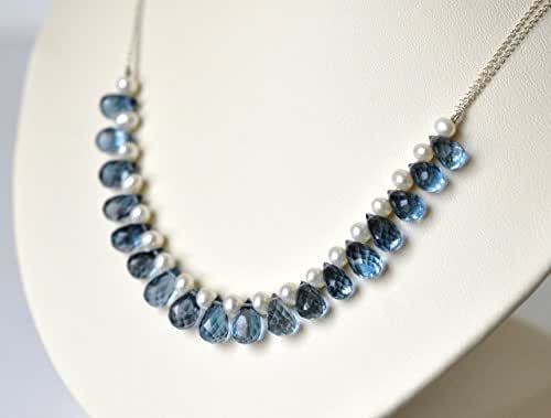 Amazon.com: London Blue Topaz and Freshwater Pearl Necklace - Sterling