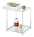 Convenience Concepts Palm Beach End Table with Shelf and Removable Trays, White