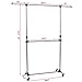 SONGMICS Adjustable Double Rods Garment Rack Rolling Hanging Clothes Racks with Brake Wheels ULLR41B