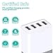 USB Wall Charger with Foldable Plug, 24W 4 Port Phone Charger Adapter, International USB Travel Charger,Desktop USB Charging Station Compatible with iPhone 11/XS/Max/XR/X/8/7, iPad,Nexus and More