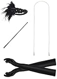 JustinCostume 1920s Accessories Headband Necklace Gloves Cigarette Holder (W)