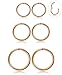 THUNARAZ 3 Pair Stainless Steel 16G Sleeper Earrings Septum Clicker Nose Lip Ring Body Piercing Rose Gold Tone