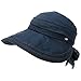 Comhats Ladies Wide Brim Visor Caps Packable 100% Linen Summer Sunhat SPF50 Vent Free Size NavyBlue