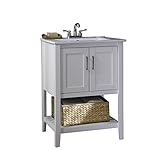 Legion Furniture WLF6020-W-BS 24" Single Sink Bathroom Vanity with Basket and Ceramic Sink Top, White Finish