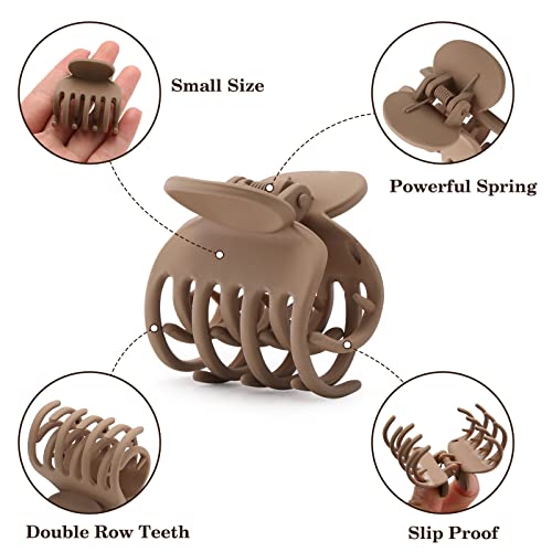 12 PCS Small Hair Claw Clips, Neutral Double Row Teeth Hair Clips for Women Girls, Small Claw Clips for Thin Short Hair, 1.6\