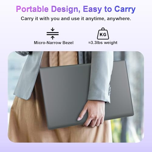 PINSTONE 15,6" Ordinateur Portable Alder Lake-N95(jusquà 3,4 GHz), PC Portable 16Go RAM 512Go SSD, Laptop avec Touch ID, Webcam/WiFi 5/Bluetooth/USB 3.0 - QWERTY Clavier avec AZERTY Membrane du Clavie