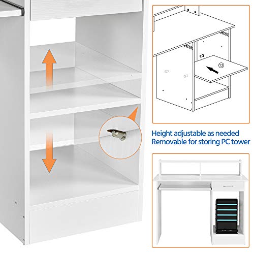 Yaheetech Home Office Wood Computer Desk with Keyboard Tray and Drawers
