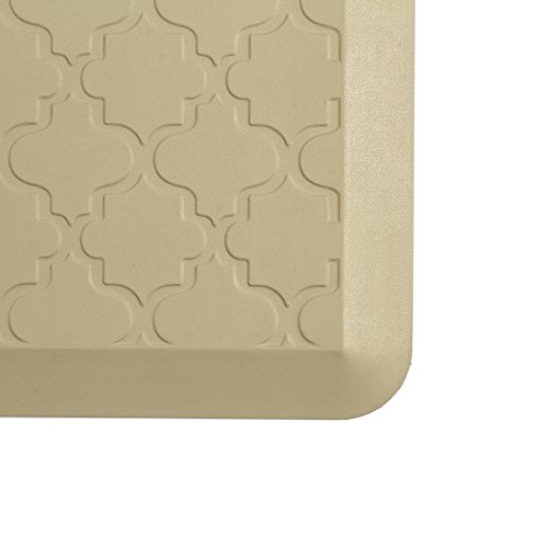 EverGrace Comfort Floor Mat Lattice Pattern PU Anti-fatigue Kitchen Rug Standing Mats for Kitchens or Office Desk, W20 x L30 x H3/4" (Beige)