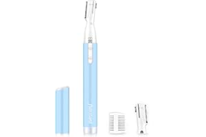 Funstant Eyebrow Trimmer, Precision Electric Eyebrow Razor for Women Battery-Operated Facial Hair Remover with Comb No Pulling Sensation Painless for Face Chin Neck, Upper-Lip, Peach-Fuzz